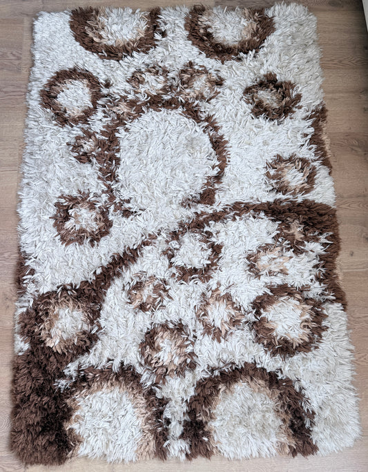 Prachtig hoogpolig 70s Space Age Shag vintage vloerkleed
