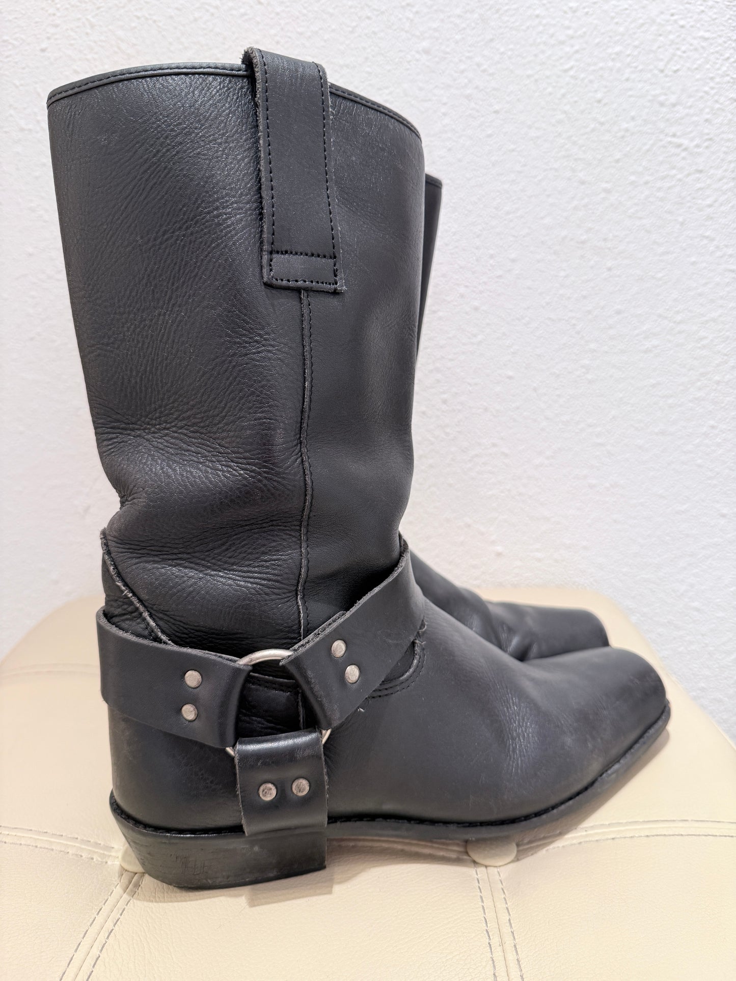 Vintage Leren Harness Boots | Zwart | Maat 44