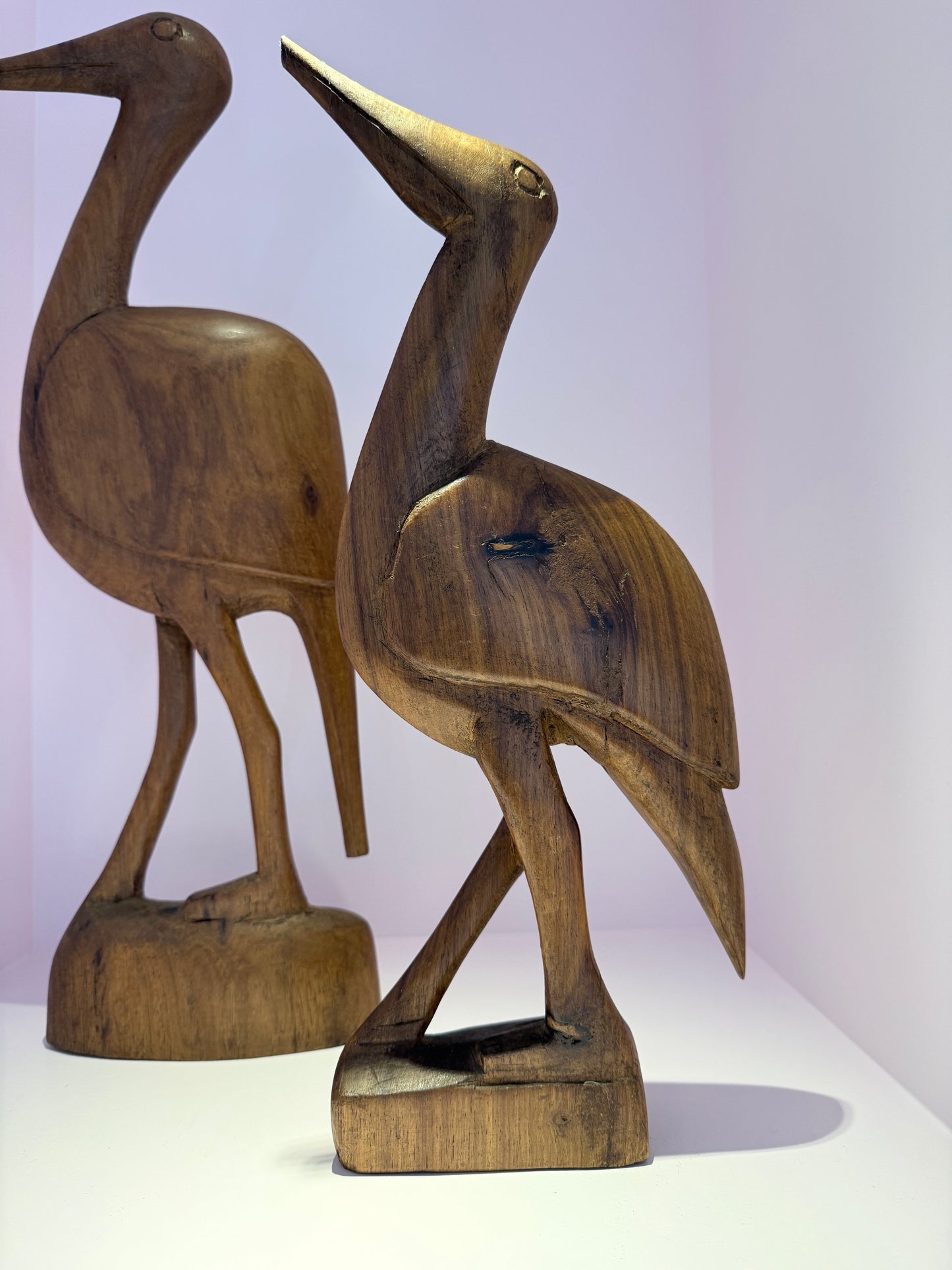 Prachtige set XL Mid Century houten reigers / kraanvogels