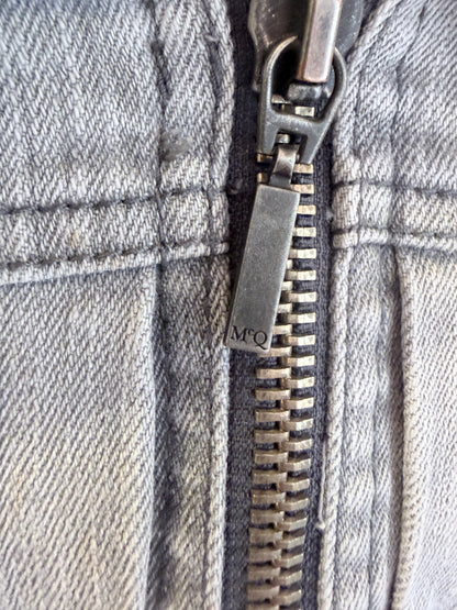 Archive McQ Alexander McQueen Grey Denim Jacket | Vintage Grijs Spijkerjasje met Ritsdetails - Maat S / IT 40