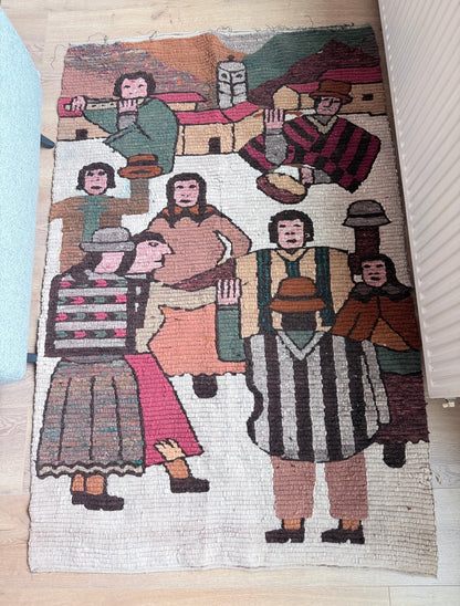 Geweven vintage wandkleed