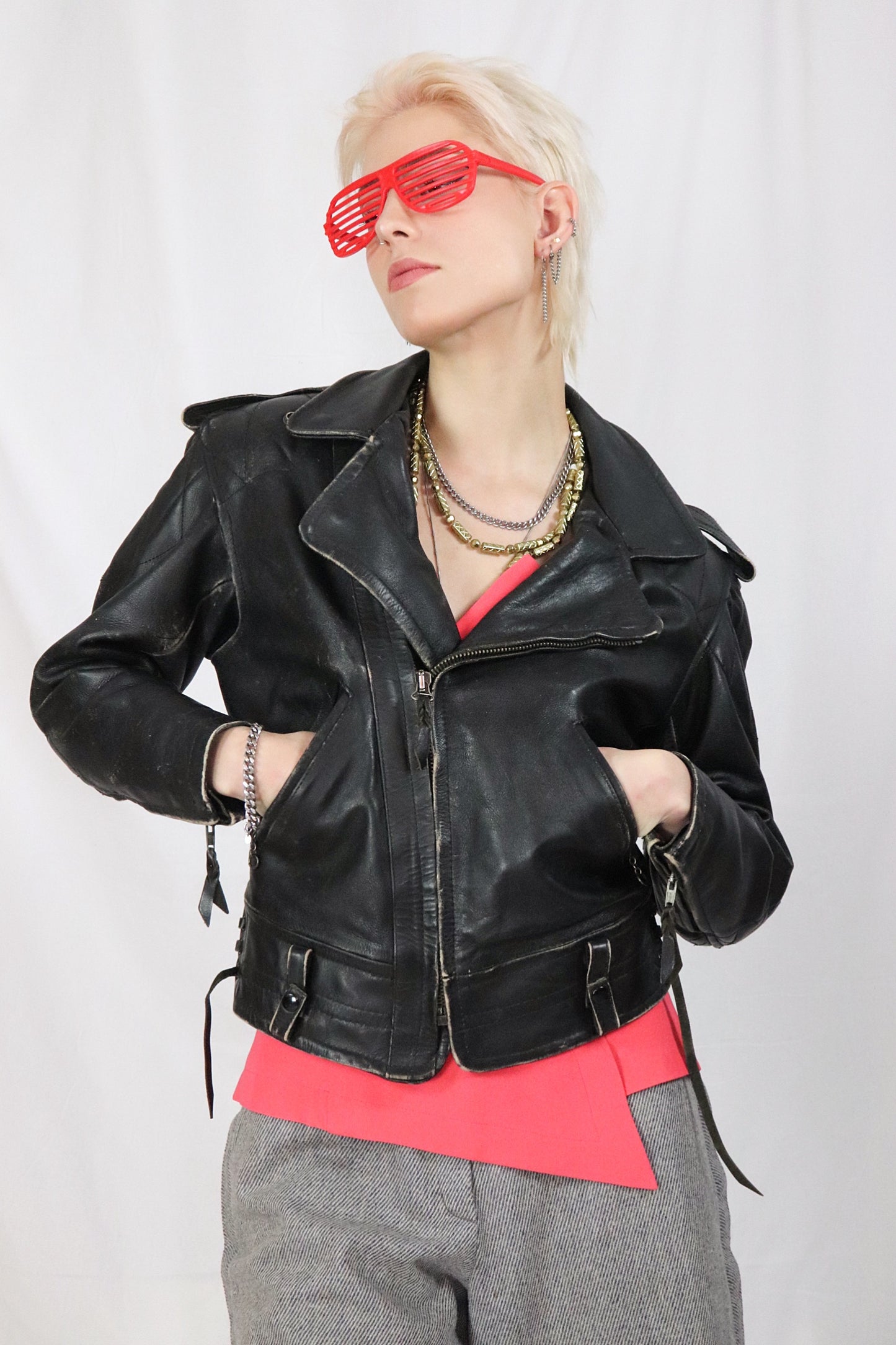 80s leather biker jacket