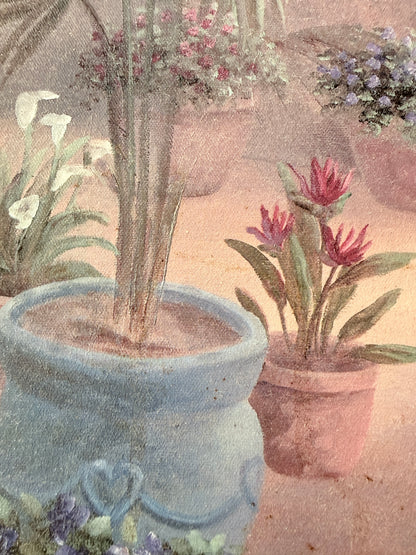Groot Vintage Vivian Flasch Schilderij ‘Patio Archway I’ – Ingelijst