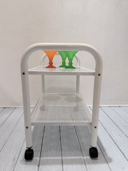Vintage metalen trolley – wit